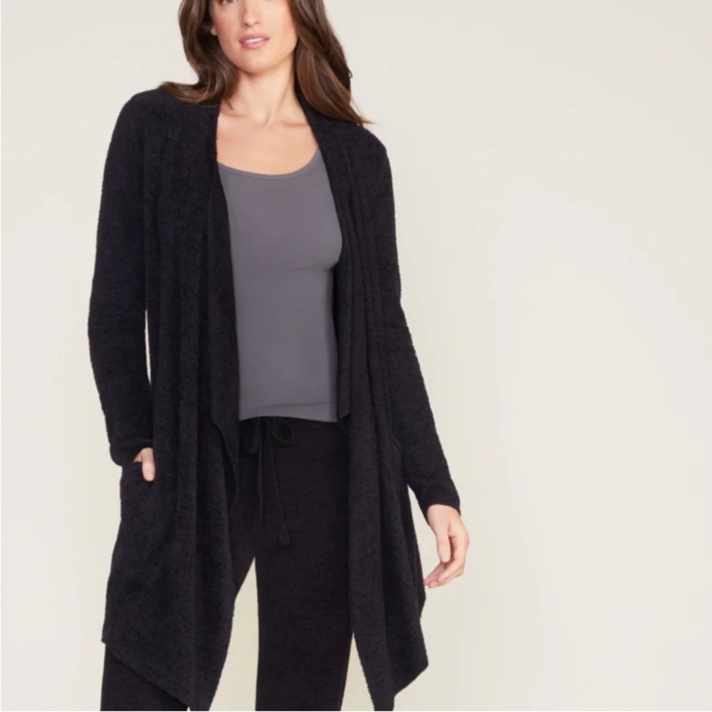 Barefoot Dreams Cozychic Lite Black Open Front Cardigan Size S/M